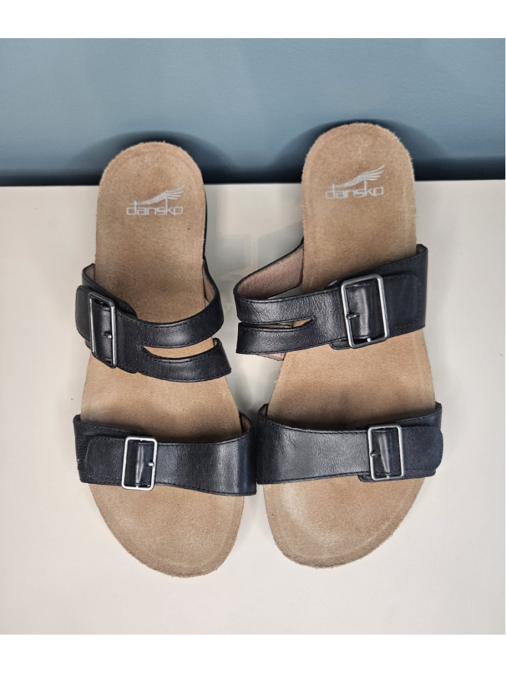 Dansko Comfort Sandal Slide Rosie Black Leather Double Strap Buckle Sz 39 US 8.5 - Picture 3 of 6